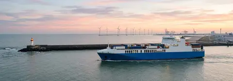 Rototta del traghetto da Zeebrugge a Dublino